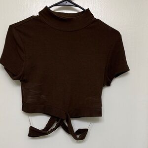 Ambiance Chocolate Mock Neck Crop Top